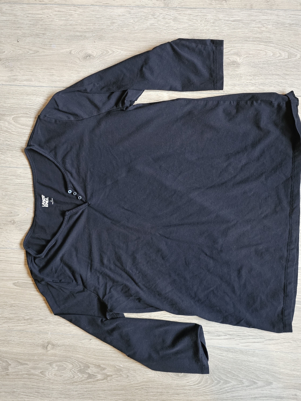 Lands' End Black 3/4 Sleeve Henley Top